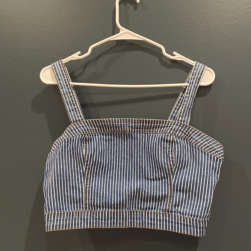 Jean striped crop top
